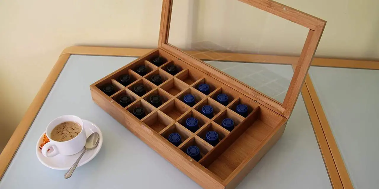 Main image of Modern Home Bamboo 24 Capsule Organizer/Display Box with Accessory Section compatible with Nespresso