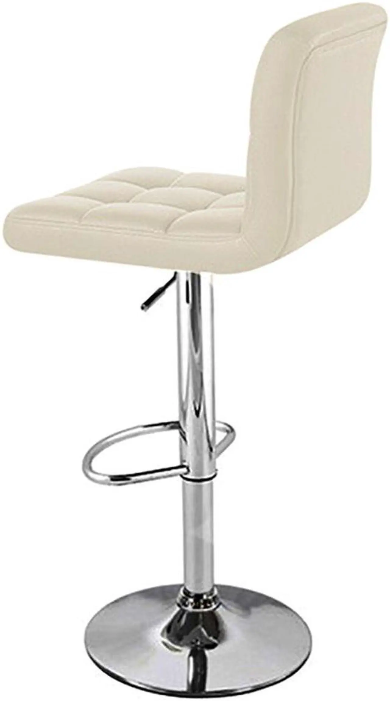 Alt view image 3 of 7 - Modern Home Boris Contemporary Adjustable Height Bar/Counter Stool - Chrome Base/Footrest Barstool (Cream)