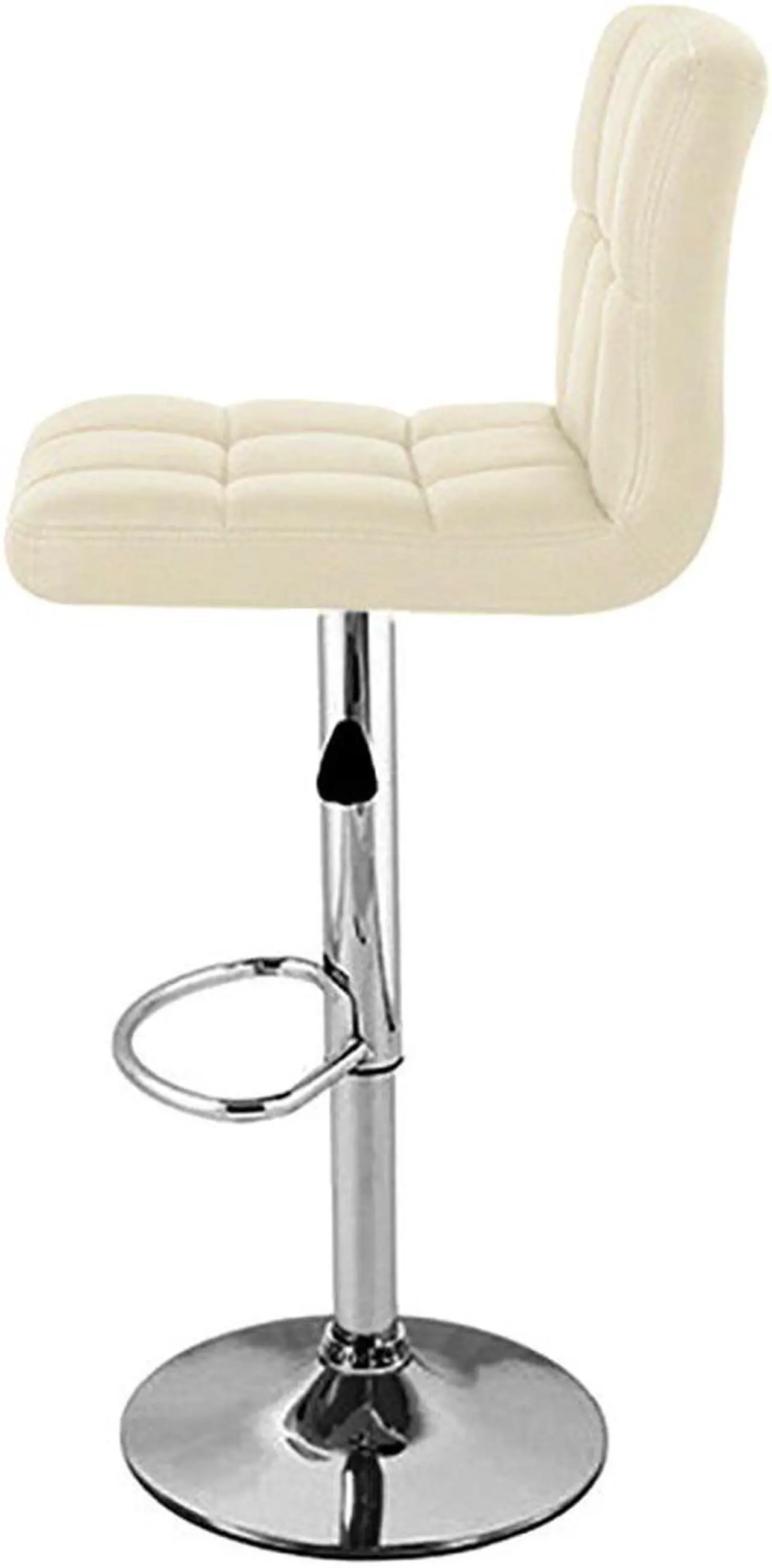 Alt view image 2 of 7 - Modern Home Boris Contemporary Adjustable Height Bar/Counter Stool - Chrome Base/Footrest Barstool (Cream)