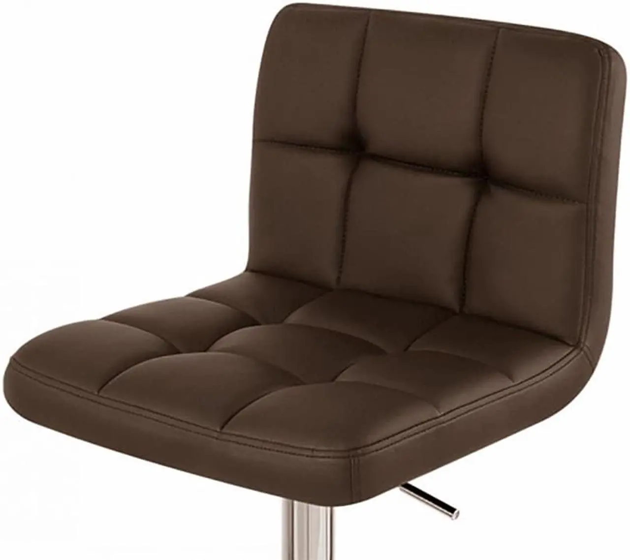 Alt view image 4 of 7 - Set of 2 Modern Home Boris Contemporary Adjustable Height Bar/Counter Stool - Chrome Base/Footrest Barstool (Coffee Brown)