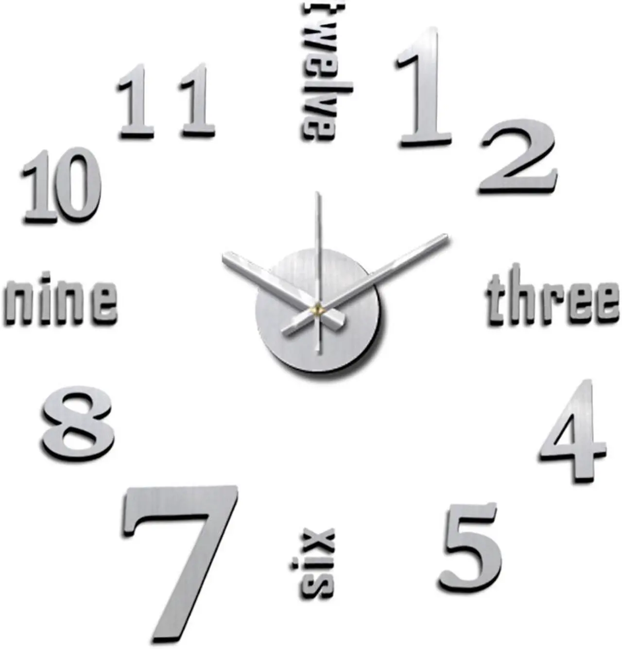 Main image of Modern Home Self Adhesive DIY 3D Wall Clock - Linus Metal