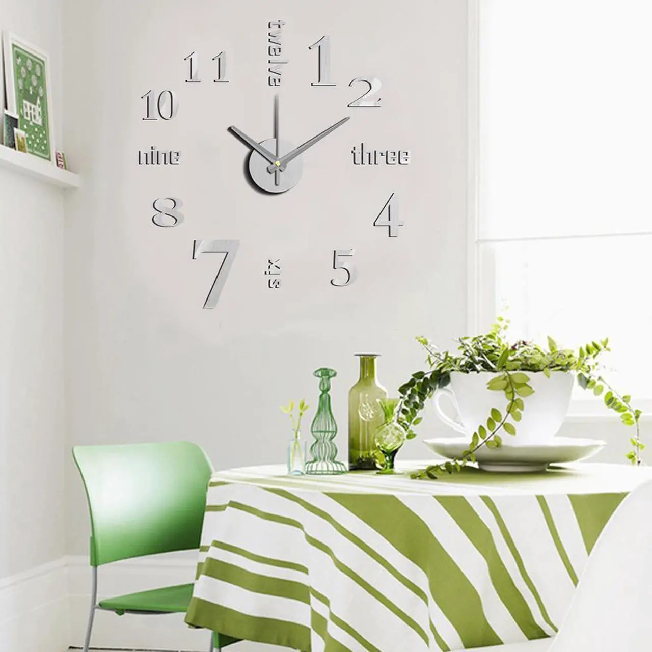 Alt view image 2 of 2 - Modern Home Self Adhesive DIY 3D Wall Clock - Linus Metal