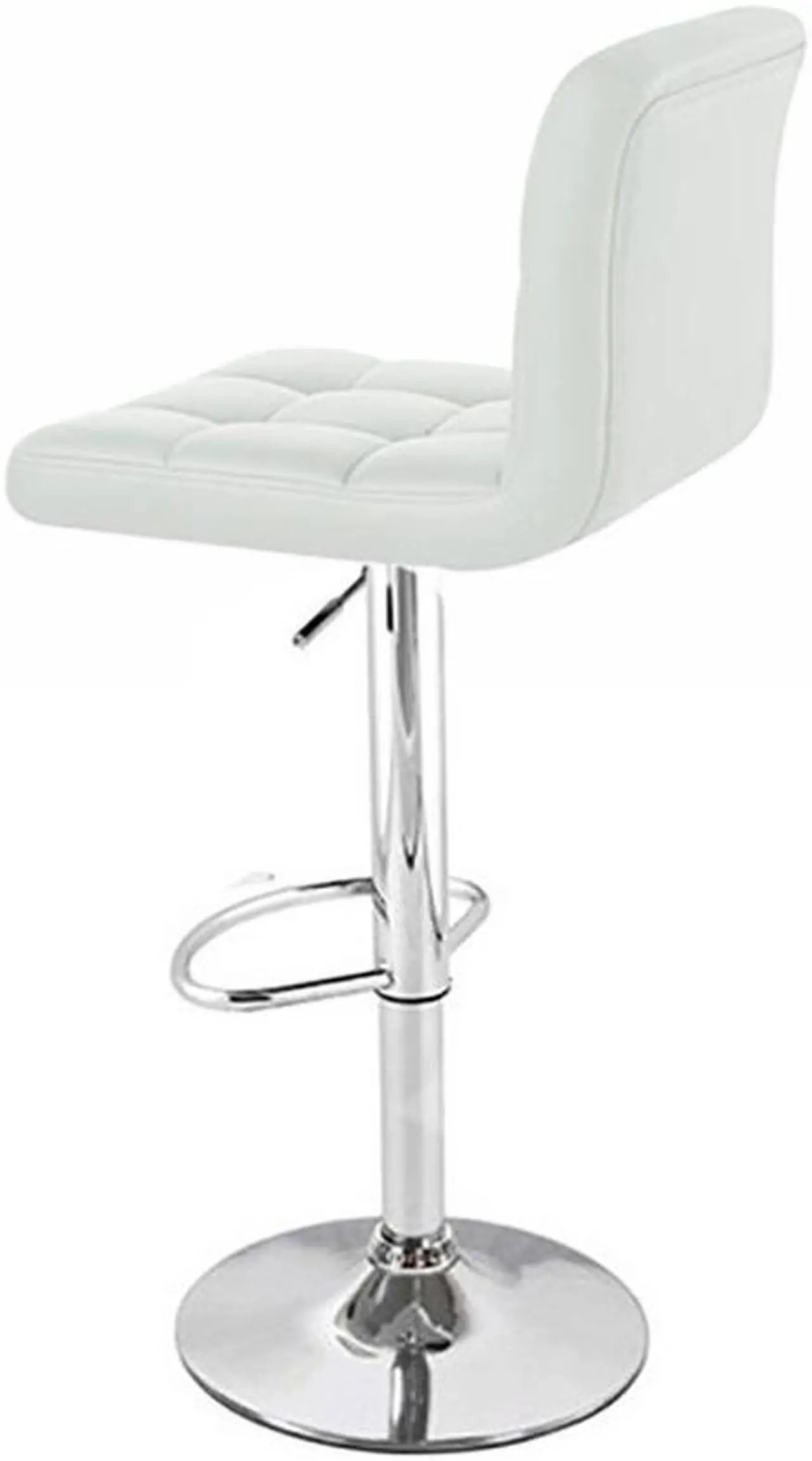 Alt view image 3 of 7 - Set of 2 Modern Home Boris Contemporary Adjustable Height Bar/Counter Stool - Chrome Base/Footrest Barstool (Vanilla White)