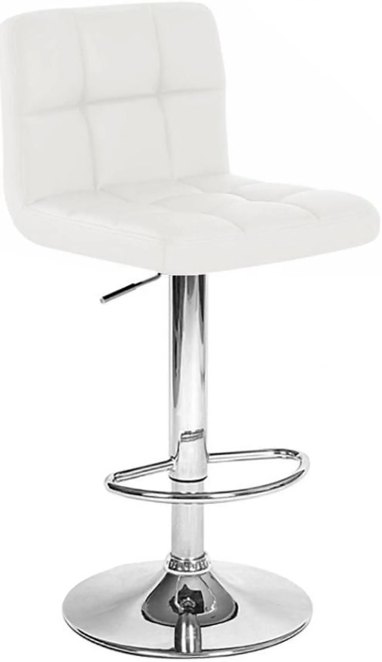 Main image of Set of 2 Modern Home Boris Contemporary Adjustable Height Bar/Counter Stool - Chrome Base/Footrest Barstool (Vanilla White)