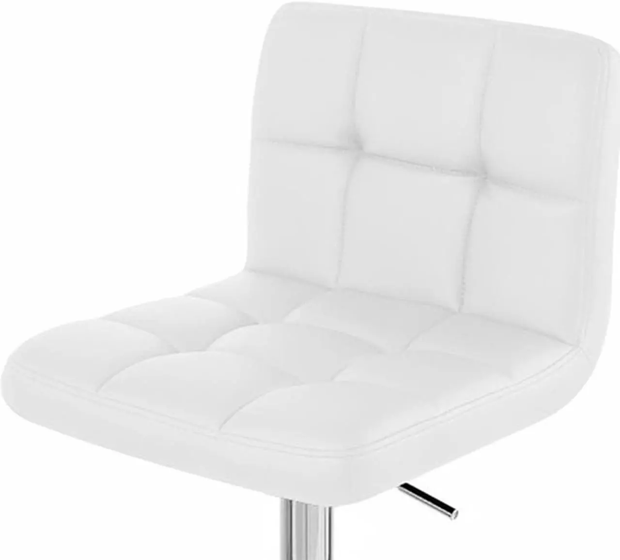 Alt view image 4 of 7 - Set of 2 Modern Home Boris Contemporary Adjustable Height Bar/Counter Stool - Chrome Base/Footrest Barstool (Vanilla White)