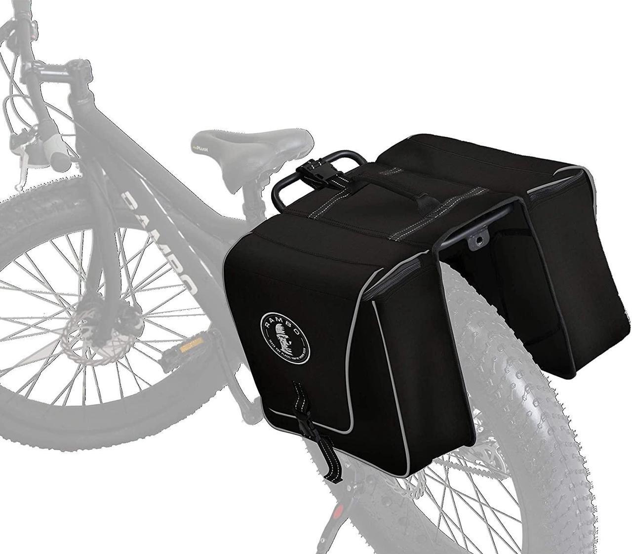 Alt view image 2 of 5 - Rambo Bikes R162 Waterproof Bicycle Rear Rack Saddle Pannier Bags, Stealth Black