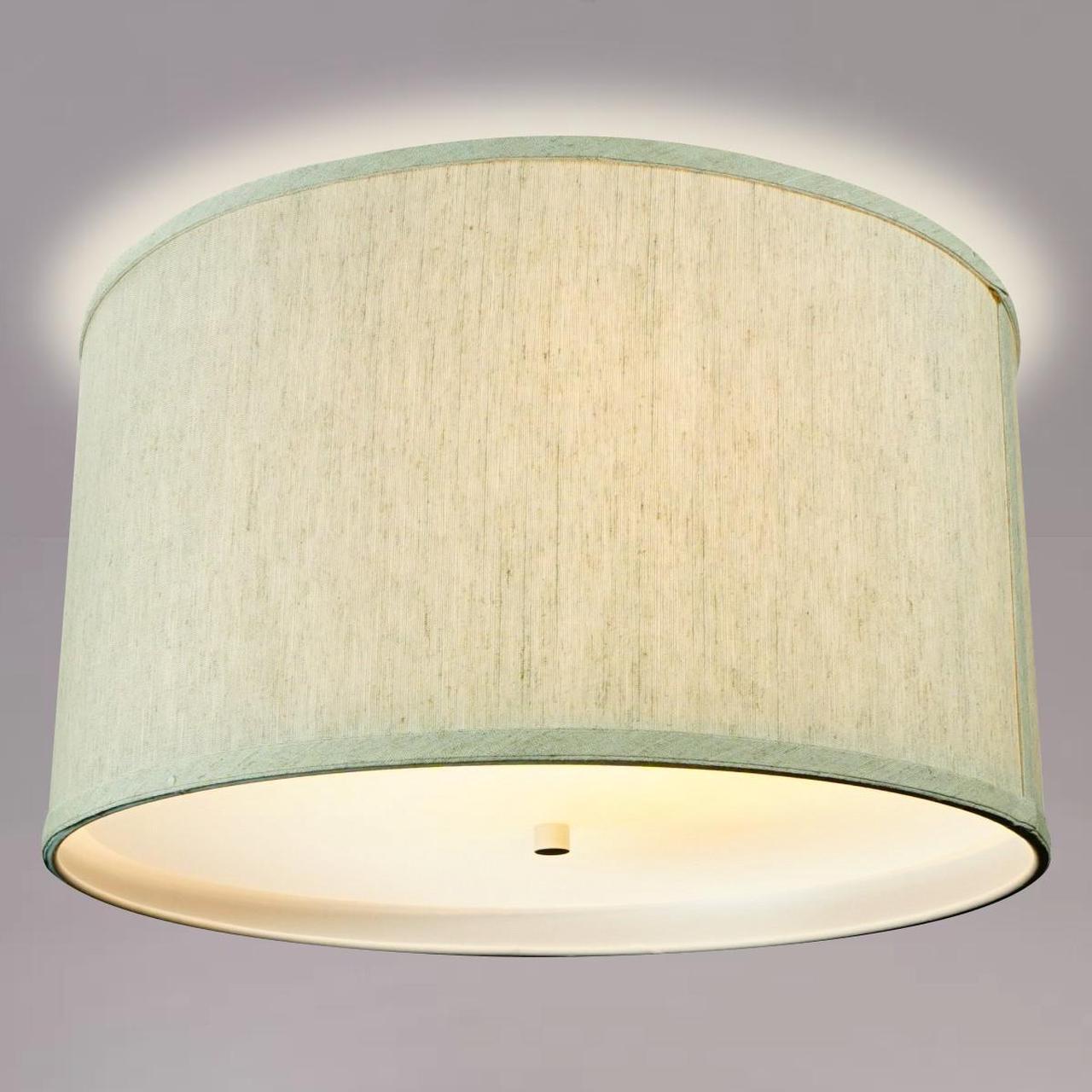 Main image of 18 Moderne Flush Mount Converter Kit Textured Oatmeal  Shallow Drum Lampshade 18x18x10