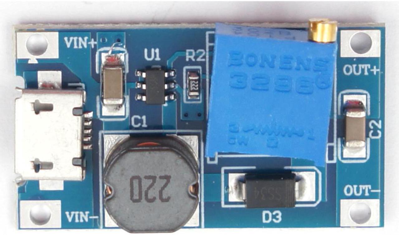 Alt view image 5 of 6 - 5pcs JacobsParts DC-DC Micro-USB Step Up Boost Module 2-24V Input 5V 9V 12V 28V Adjustable Output Power Converter MT3608