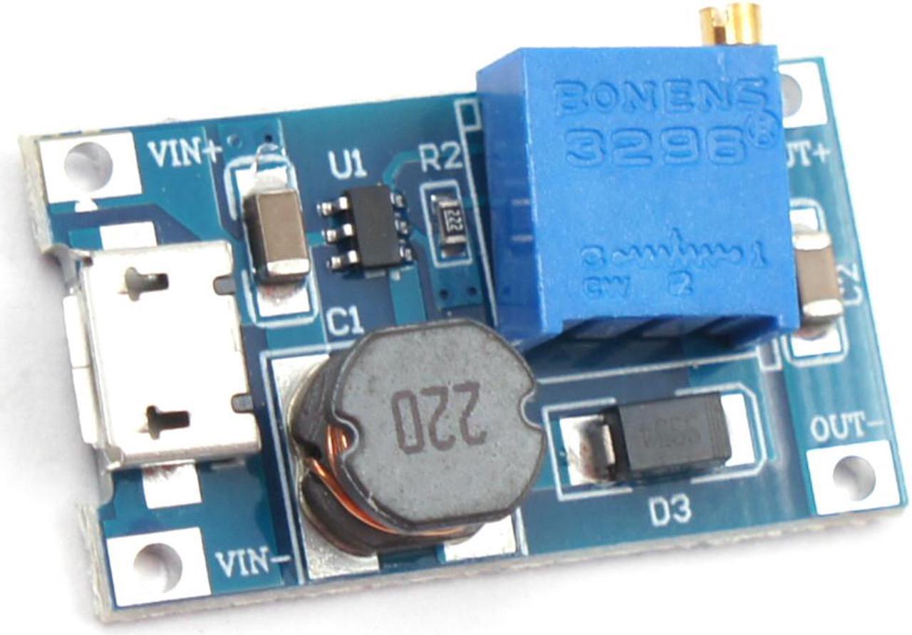 Alt view image 4 of 6 - 5pcs JacobsParts DC-DC Micro-USB Step Up Boost Module 2-24V Input 5V 9V 12V 28V Adjustable Output Power Converter MT3608