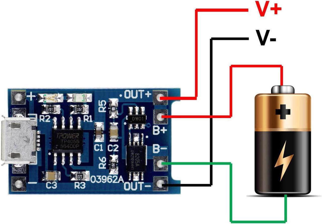Alt view image 5 of 6 - 2pcs TP4056 5V 1A Micro USB 18650 Lithium Battery Charging and Protection Board