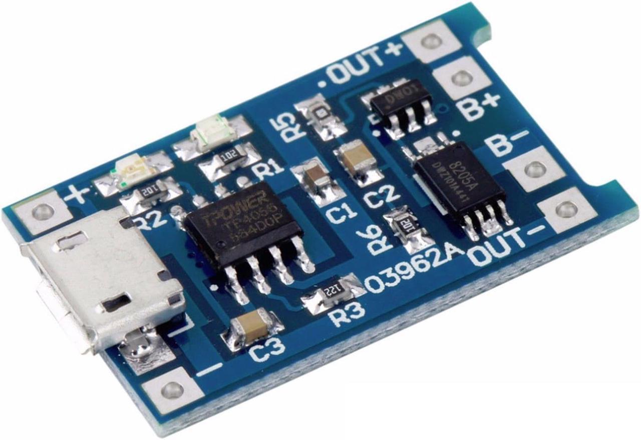 Alt view image 3 of 6 - 2pcs TP4056 5V 1A Micro USB 18650 Lithium Battery Charging and Protection Board