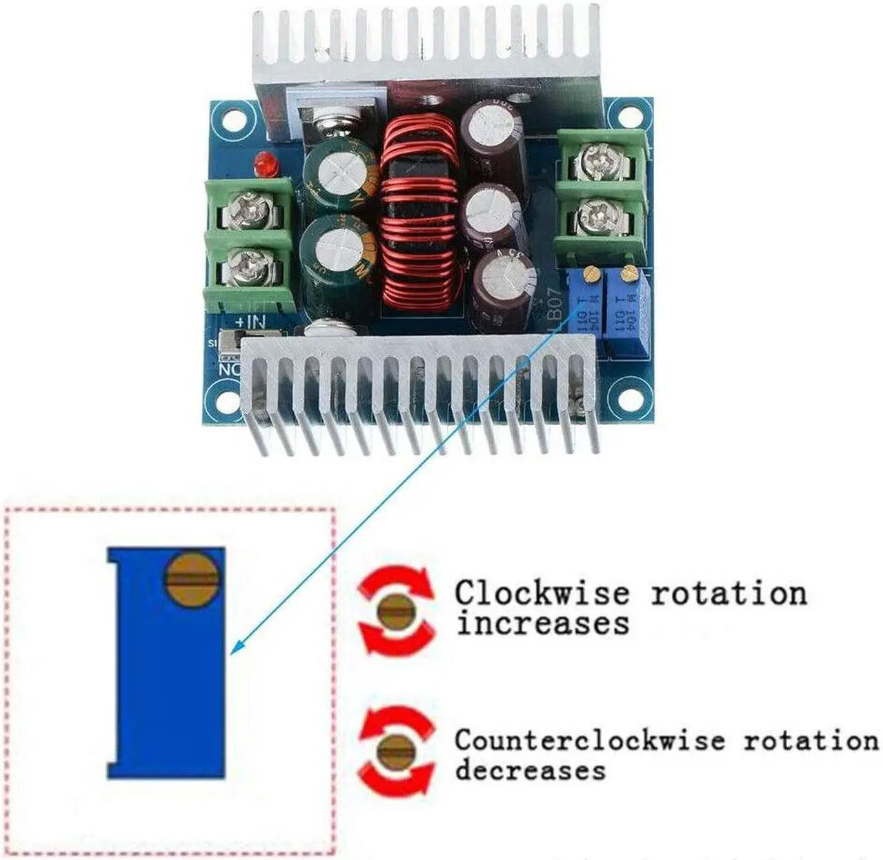 Alt view image 3 of 7 - 300W Synchronous Buck Module Constant Current CC CV DC DC Step Down Voltage Power Regulator 6-40V in to 1.2-36V 20A Out 5V 12V 24V