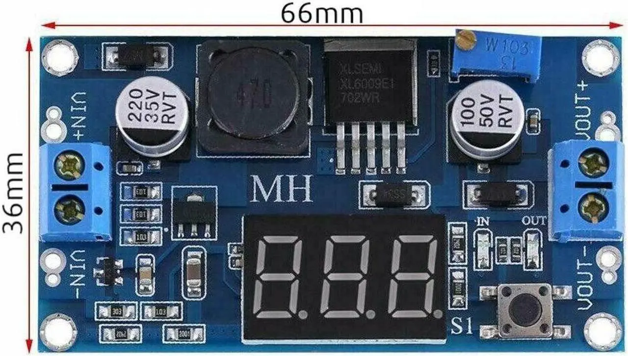 Alt view image 7 of 7 - XL6009 LED DC-DC 4.5-32V to 5-35V Voltage Step Up Adjustable Boost w/ Voltmeter