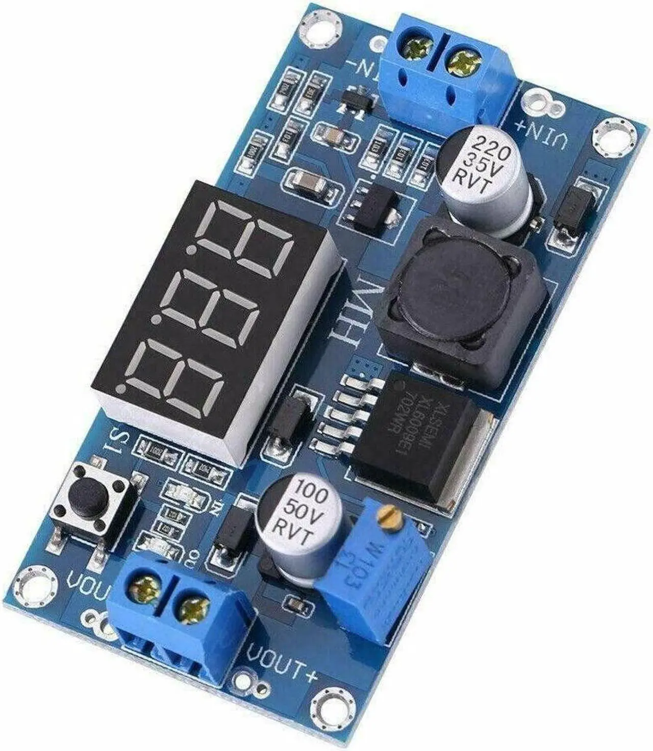 Alt view image 2 of 7 - XL6009 LED DC-DC 4.5-32V to 5-35V Voltage Step Up Adjustable Boost w/ Voltmeter