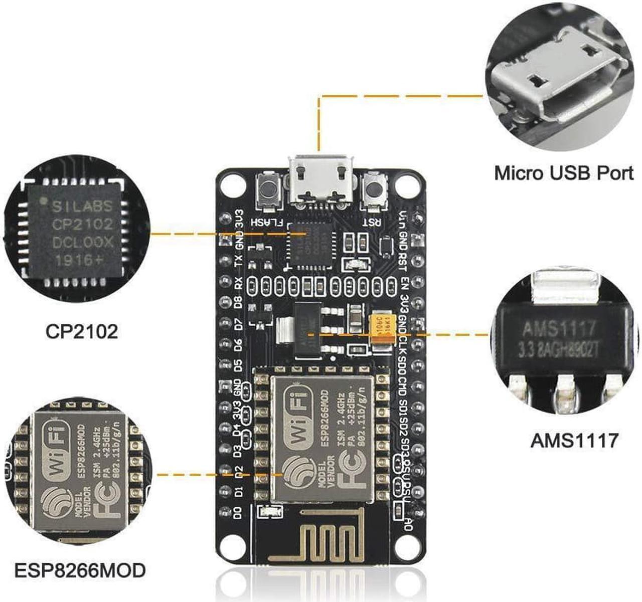 Alt view image 2 of 7 - NodeMCU Lua ESP8266 ESP-12F CP2102 Arduino compatible wifi development board