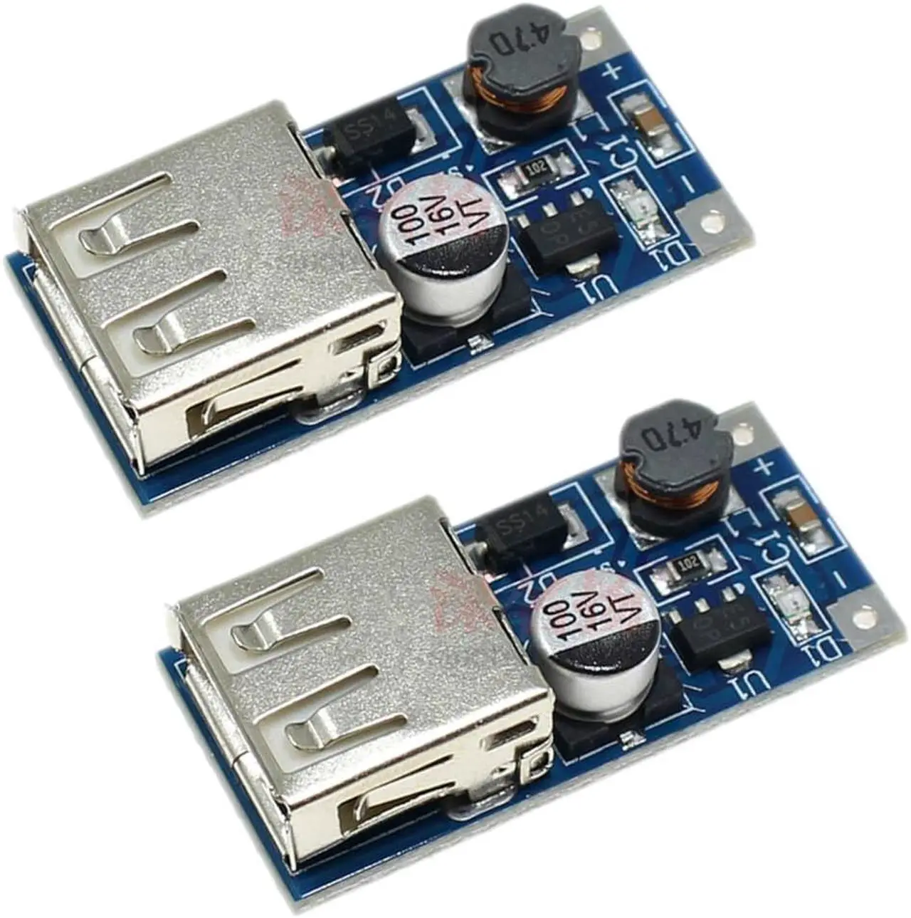 Main image of 2pcs DC Boost Module 0.9V-5V Input 5V 600MA USB Output DIY Power Bank