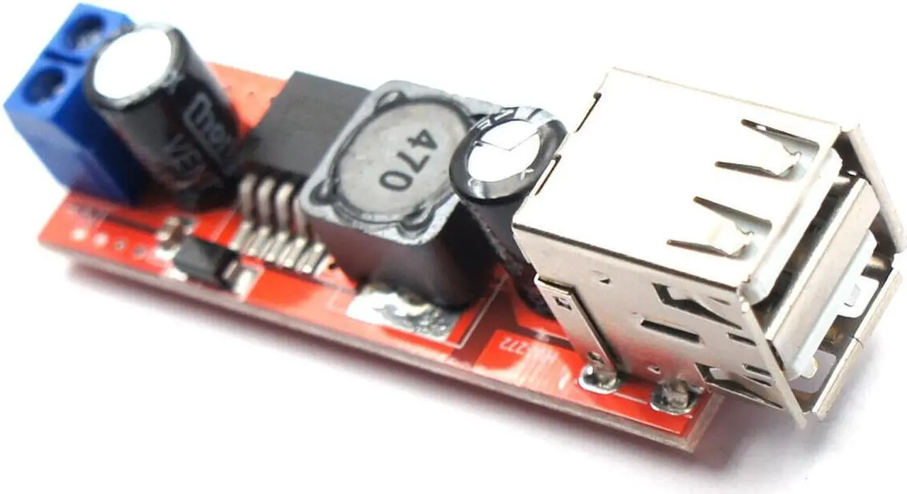 Alt view image 3 of 6 - Dual USB LM2596 5V 3A Voltage Step-down Buck Module 6-40V IN w/ Screw Terminals