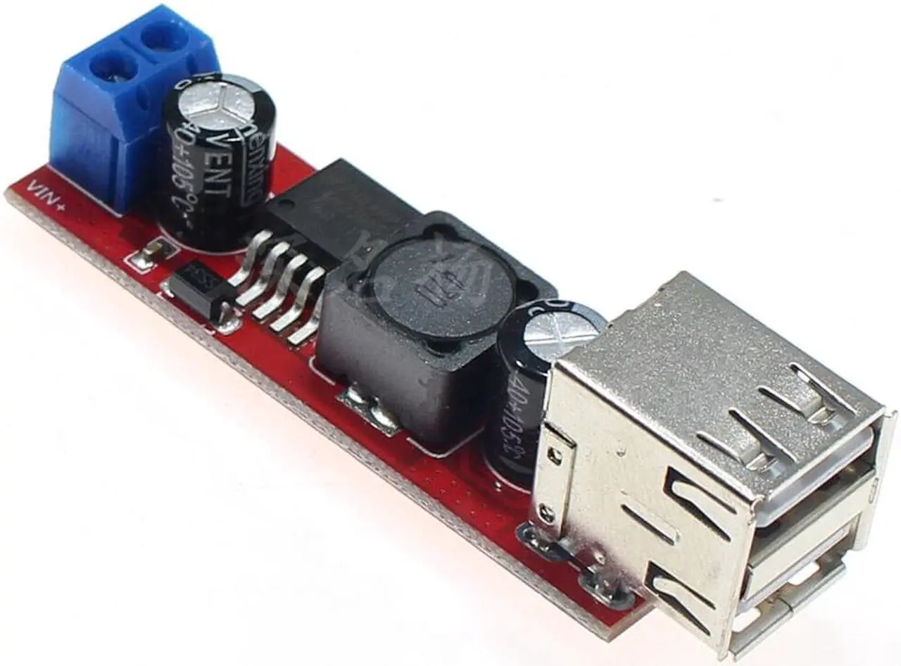 Main image of Dual USB LM2596 5V 3A Voltage Step-down Buck Module 6-40V IN w/ Screw Terminals