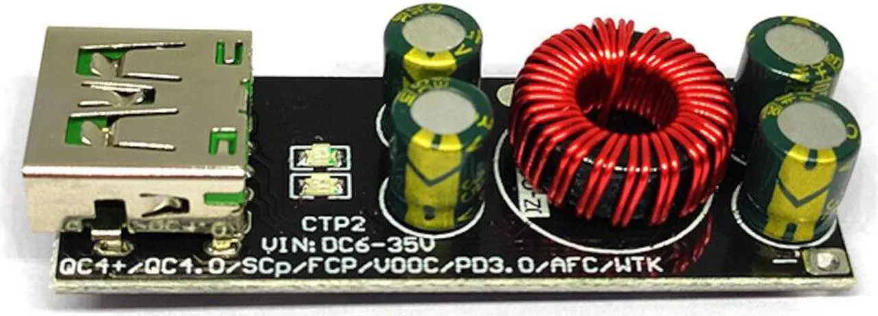 Alt view image 3 of 4 - 60W USB C PD 3.0 QC4+ & USB-A QC3.0 Fast Charger Step-Down Module 12V/24V DC IN