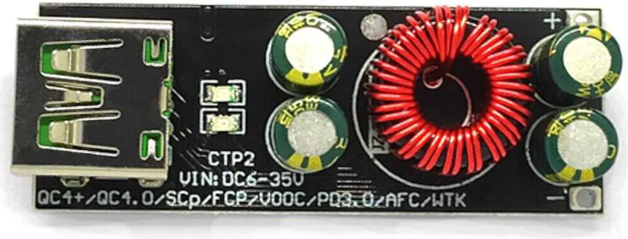 Alt view image 4 of 4 - 60W USB C PD 3.0 QC4+ & USB-A QC3.0 Fast Charger Step-Down Module 12V/24V DC IN