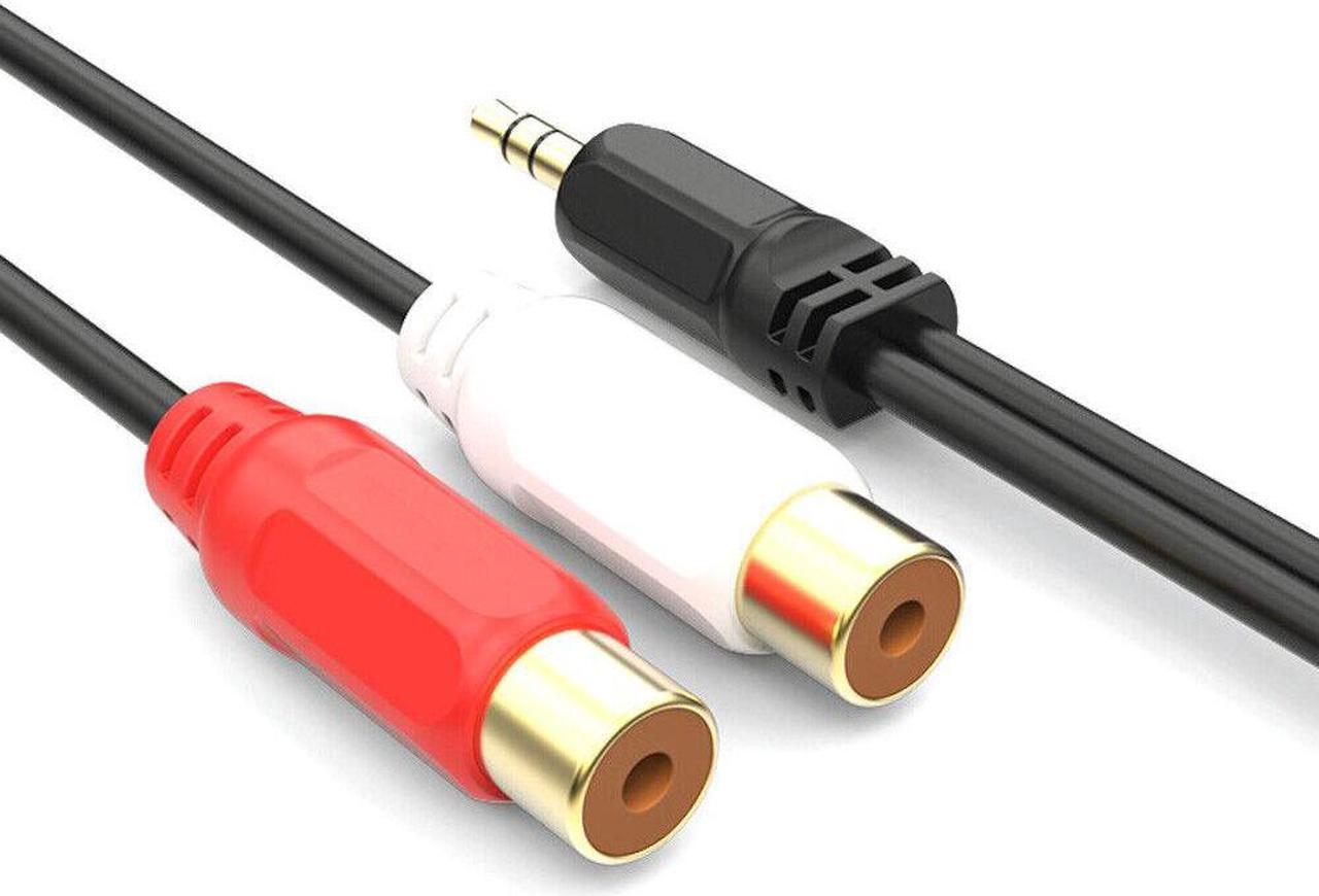 Alt view image 2 of 5 - 1FT Aux Audio 3.5mm 1/8" Male Plug to 2 RCA Phono Female Stereo Cable