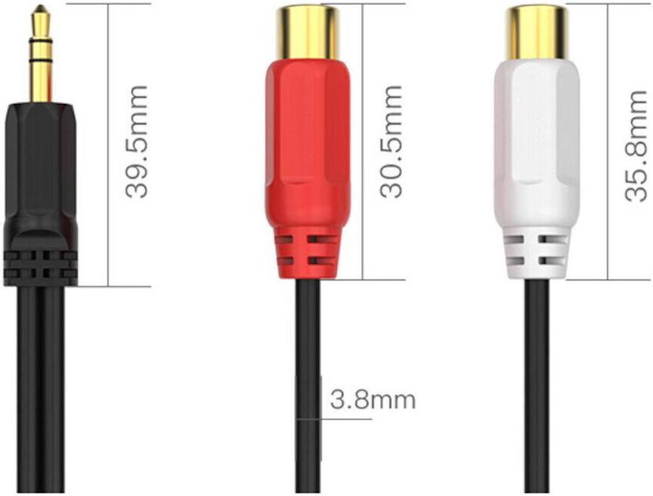 Alt view image 4 of 5 - 1FT Aux Audio 3.5mm 1/8" Male Plug to 2 RCA Phono Female Stereo Cable