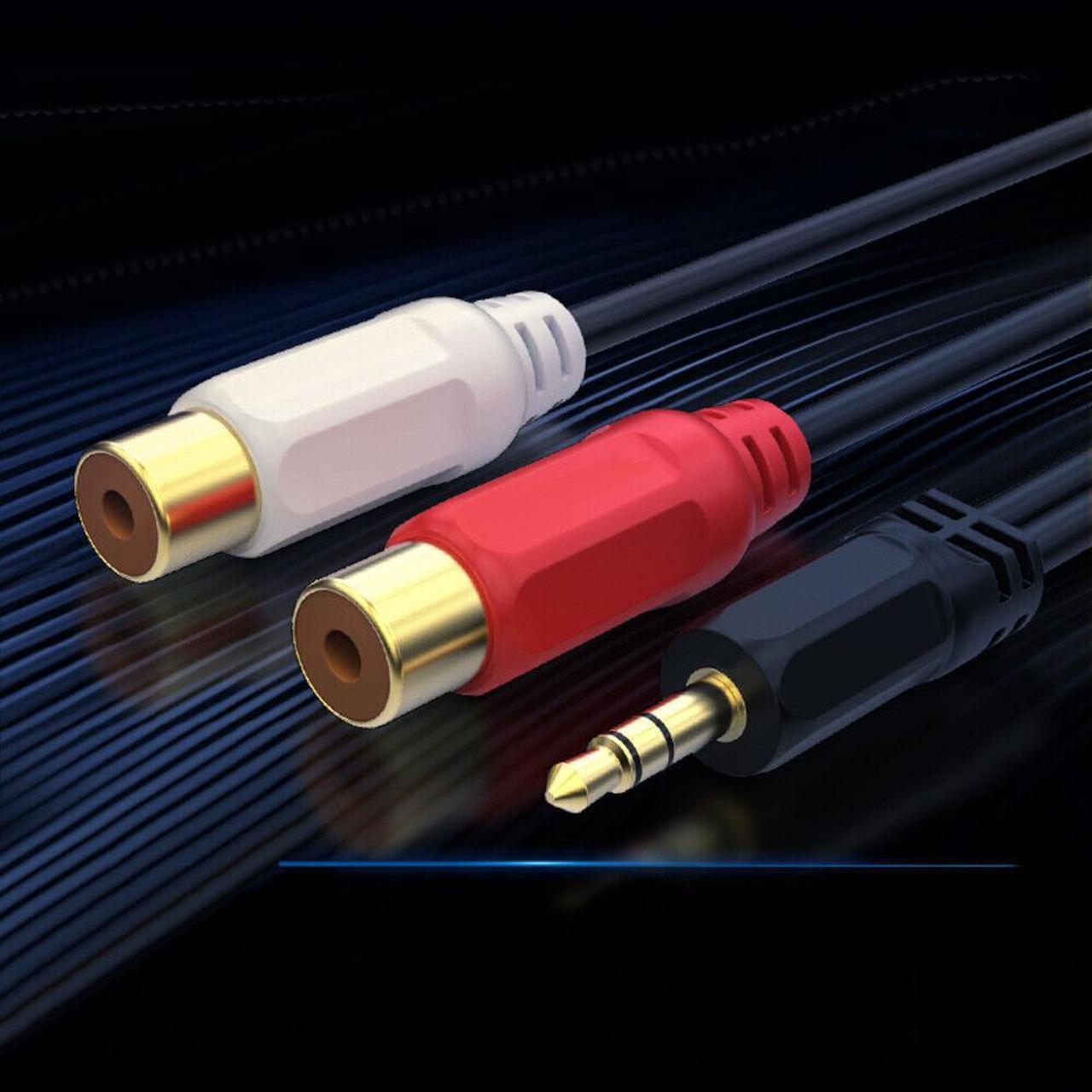 Alt view image 3 of 5 - 1FT Aux Audio 3.5mm 1/8" Male Plug to 2 RCA Phono Female Stereo Cable