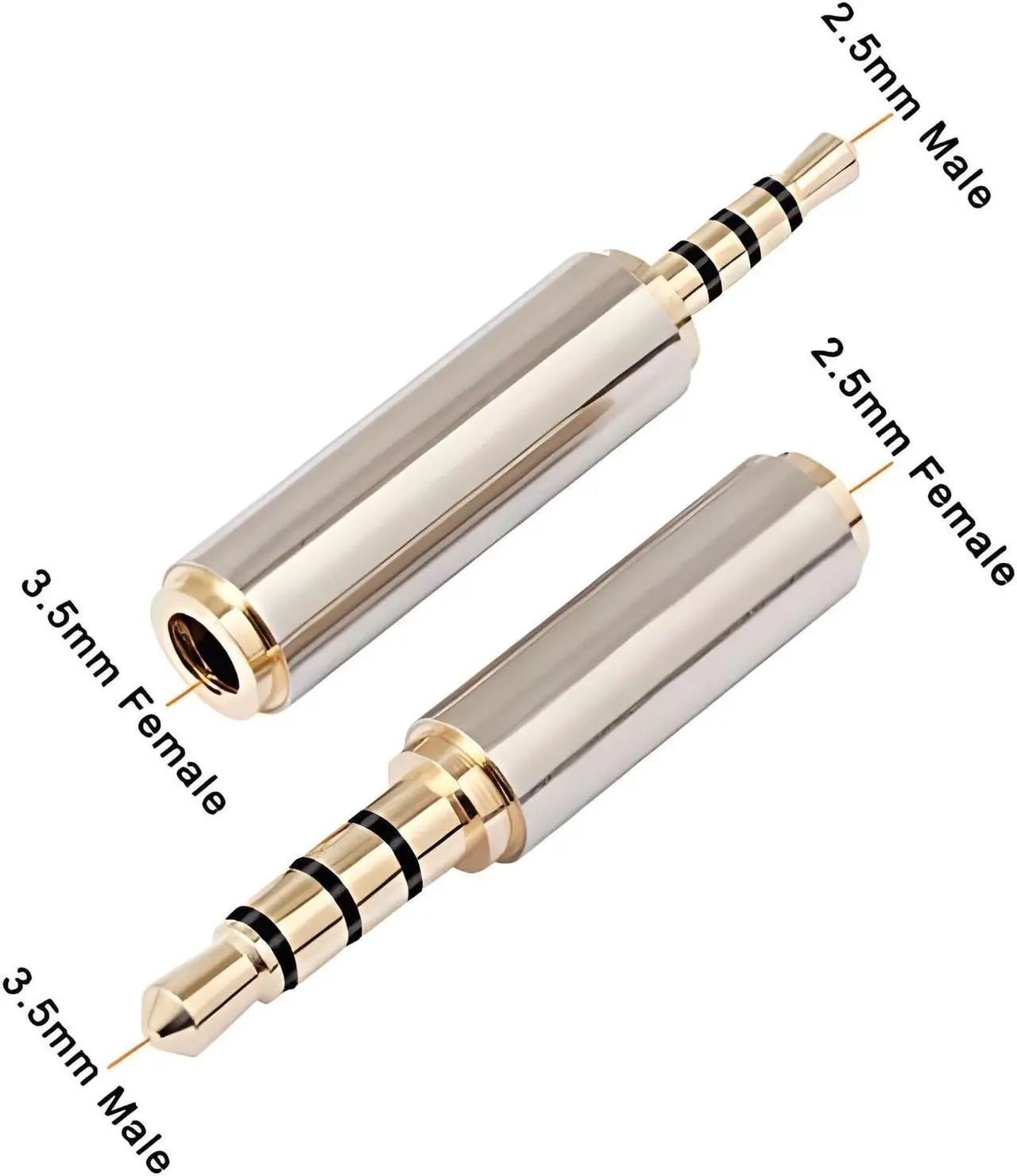 Alt view image 2 of 7 - 4pc Combo 2.5mm 3.5mm Male Female Aux Audio Adapter Stereo Headphone Mic TRRS