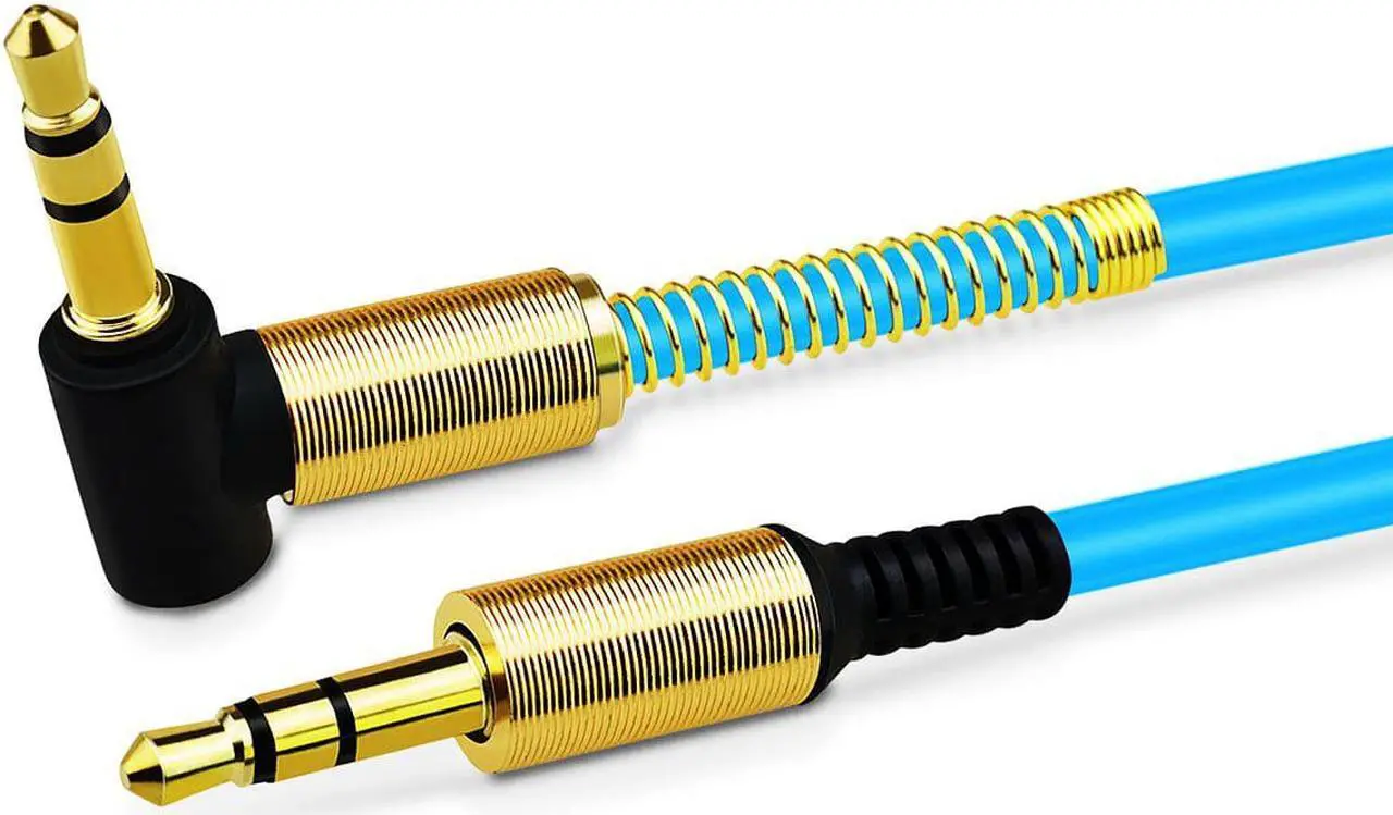 Main image of 3.5mm AUX Cable Car Audio Stereo Headphone Jack Cord Right Angle Male to M Blue