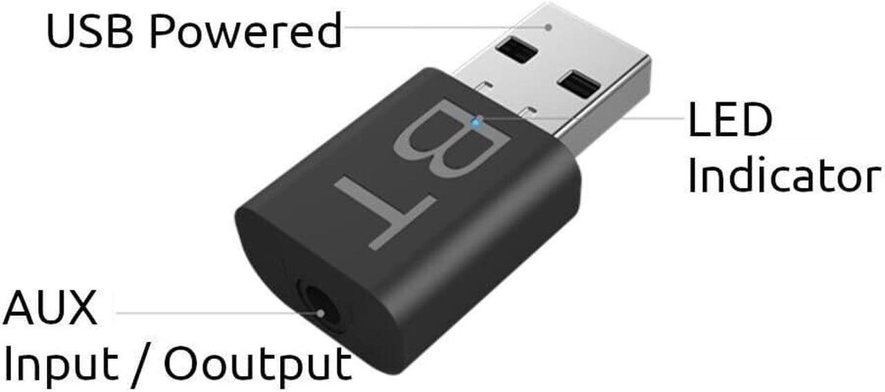 Alt view image 4 of 7 - Bluetooth 5.0 Audio Receiver USB 3.5mm AUX Adapter Car TV PC Speaker