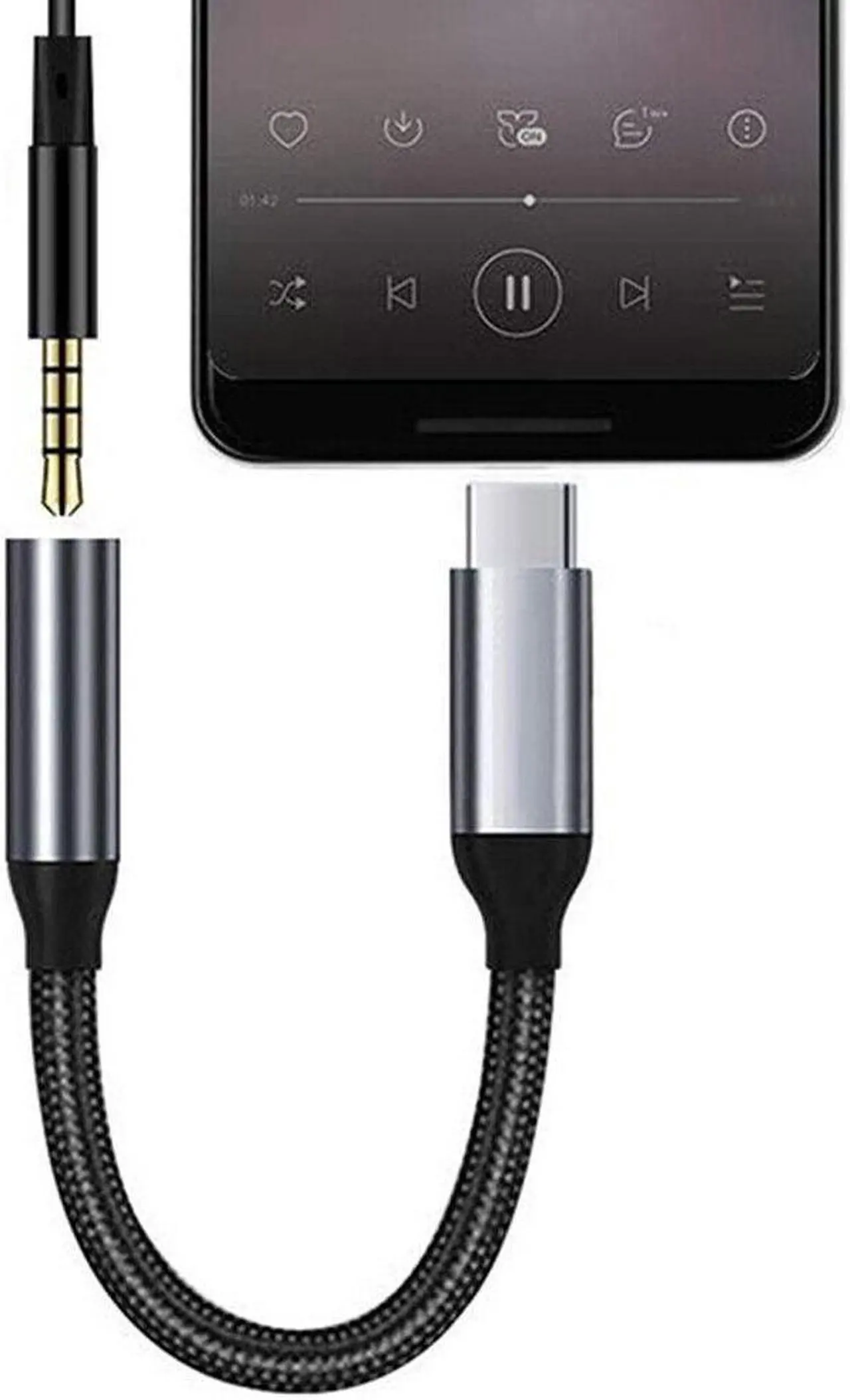Alt view image 2 of 3 - USB-C Type C to 3.5mm 1/8" Aux Audio Jack Active DAC Headphone Adapter Cable