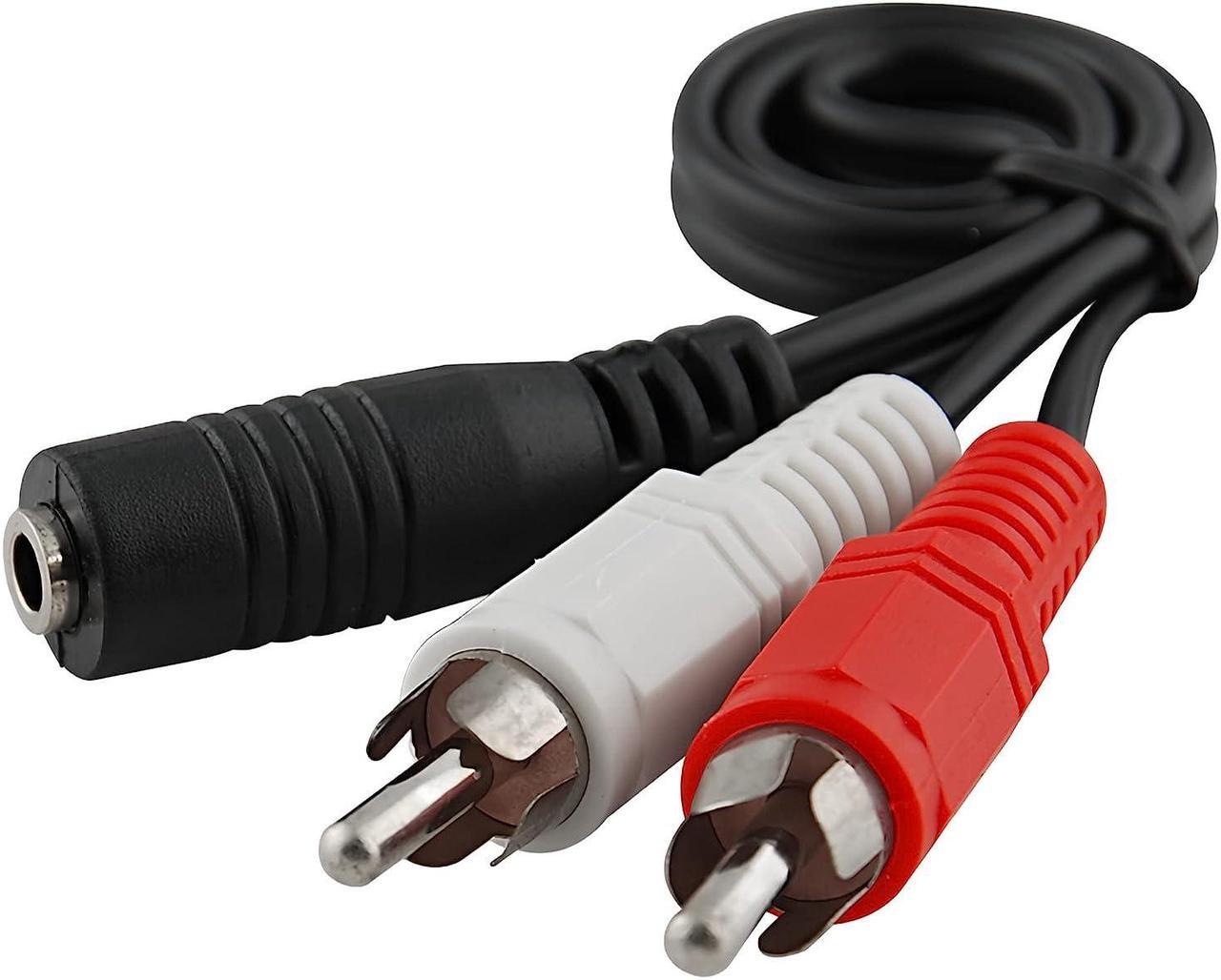 Main image of 2-RCA Male Plug to 3.5mm Female Aux Audio Headphone Jack Converter Adapter Cable