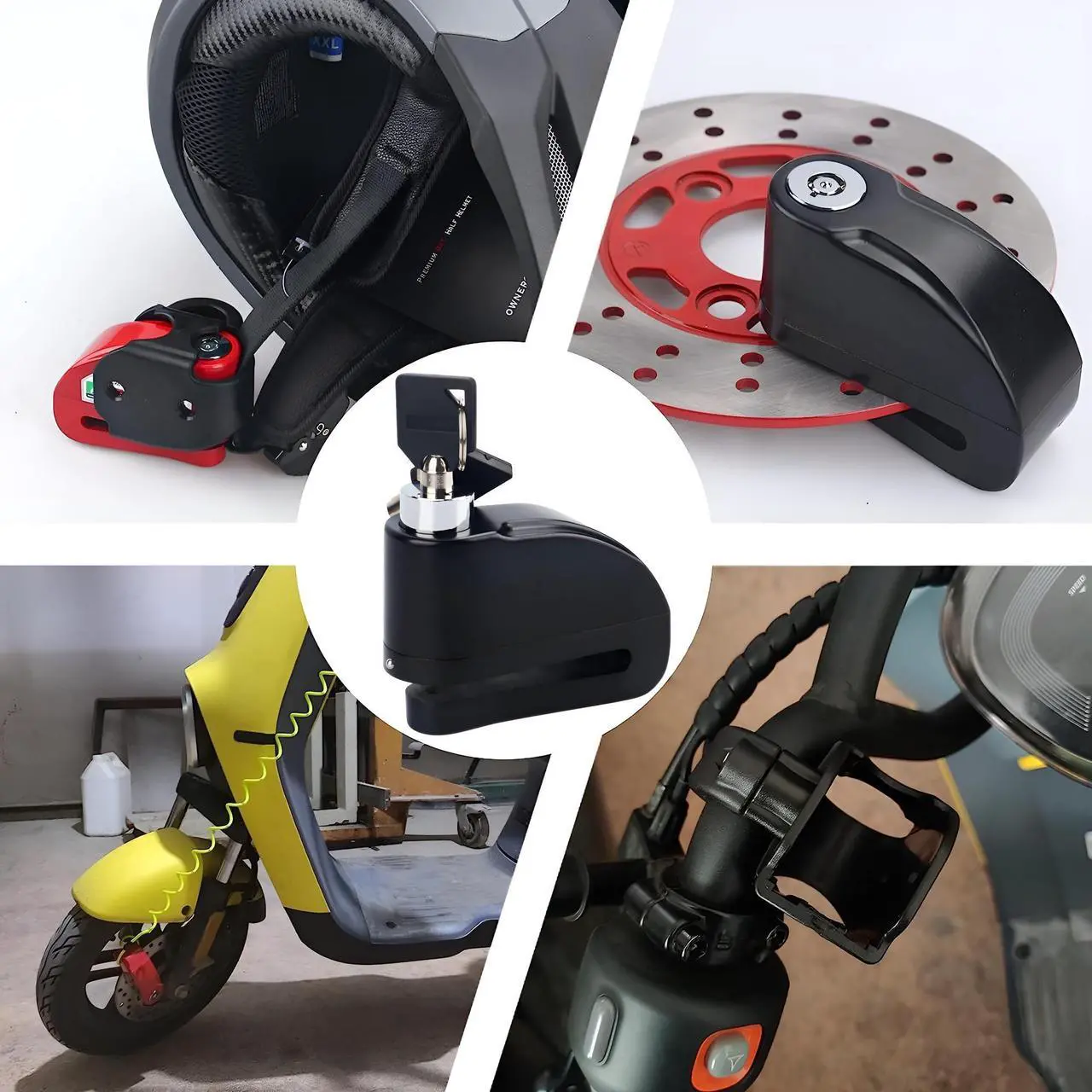 Alt view image 3 of 7 - JacobsParts Alarm Disc Lock Motorcycle Disc Brake Lock Anti-Theft Waterproof 110 dB 7mm Pin for Motorcycles Bike Scooter