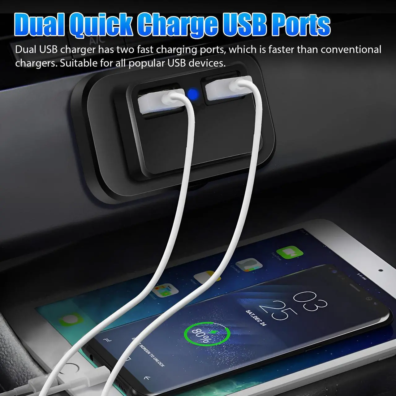 Alt view image 4 of 6 - 12V USB Outlet Automotive USB Port Panel Mount 12V USB Charger Multi Port Switch Panel Car Charger Socket Power Dual Port 12V 24V Quick Car Charger for Cars Bus ATV RV Boat Truck, 3.1A