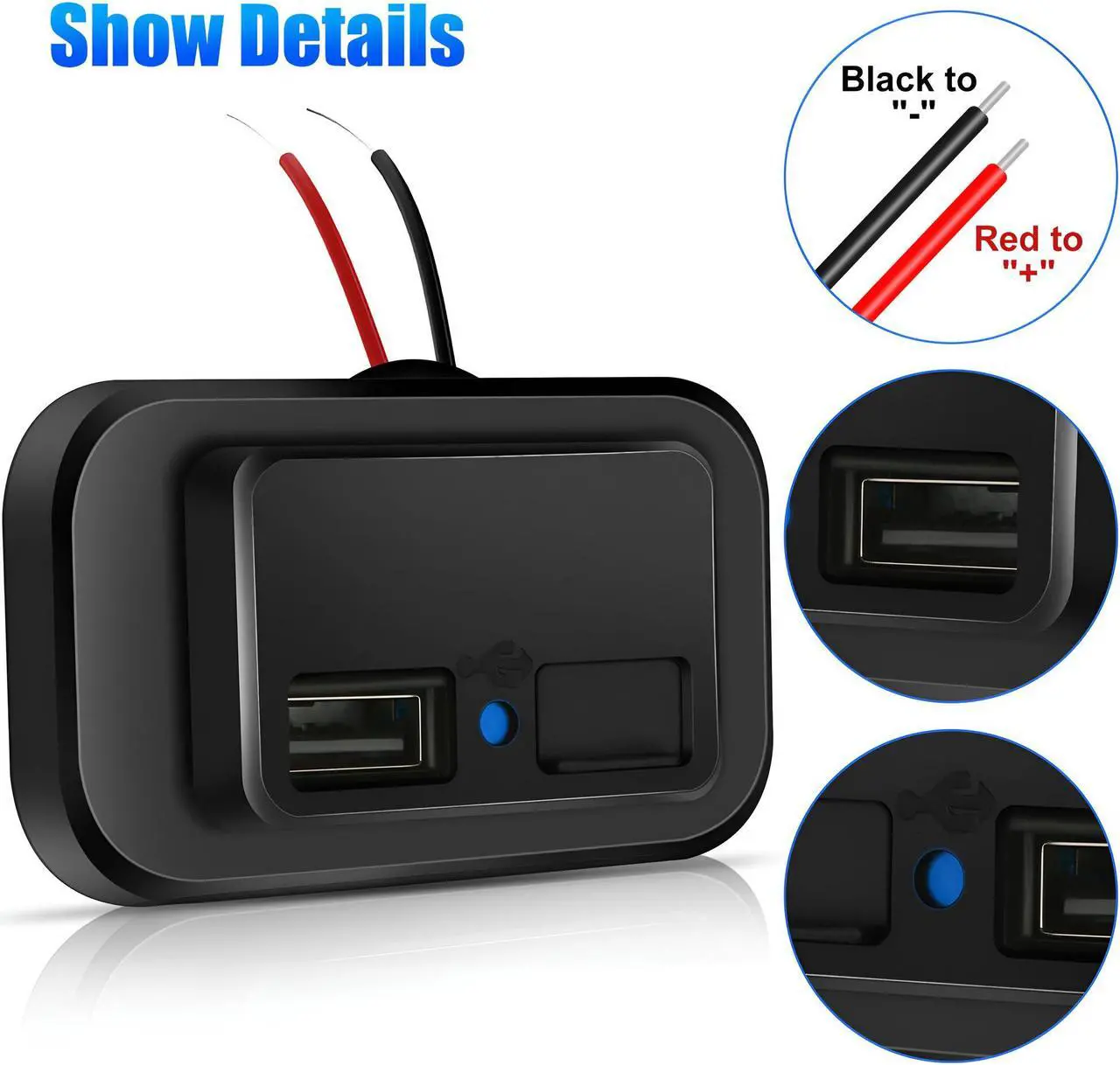 Alt view image 5 of 6 - 12V USB Outlet Automotive USB Port Panel Mount 12V USB Charger Multi Port Switch Panel Car Charger Socket Power Dual Port 12V 24V Quick Car Charger for Cars Bus ATV RV Boat Truck, 3.1A