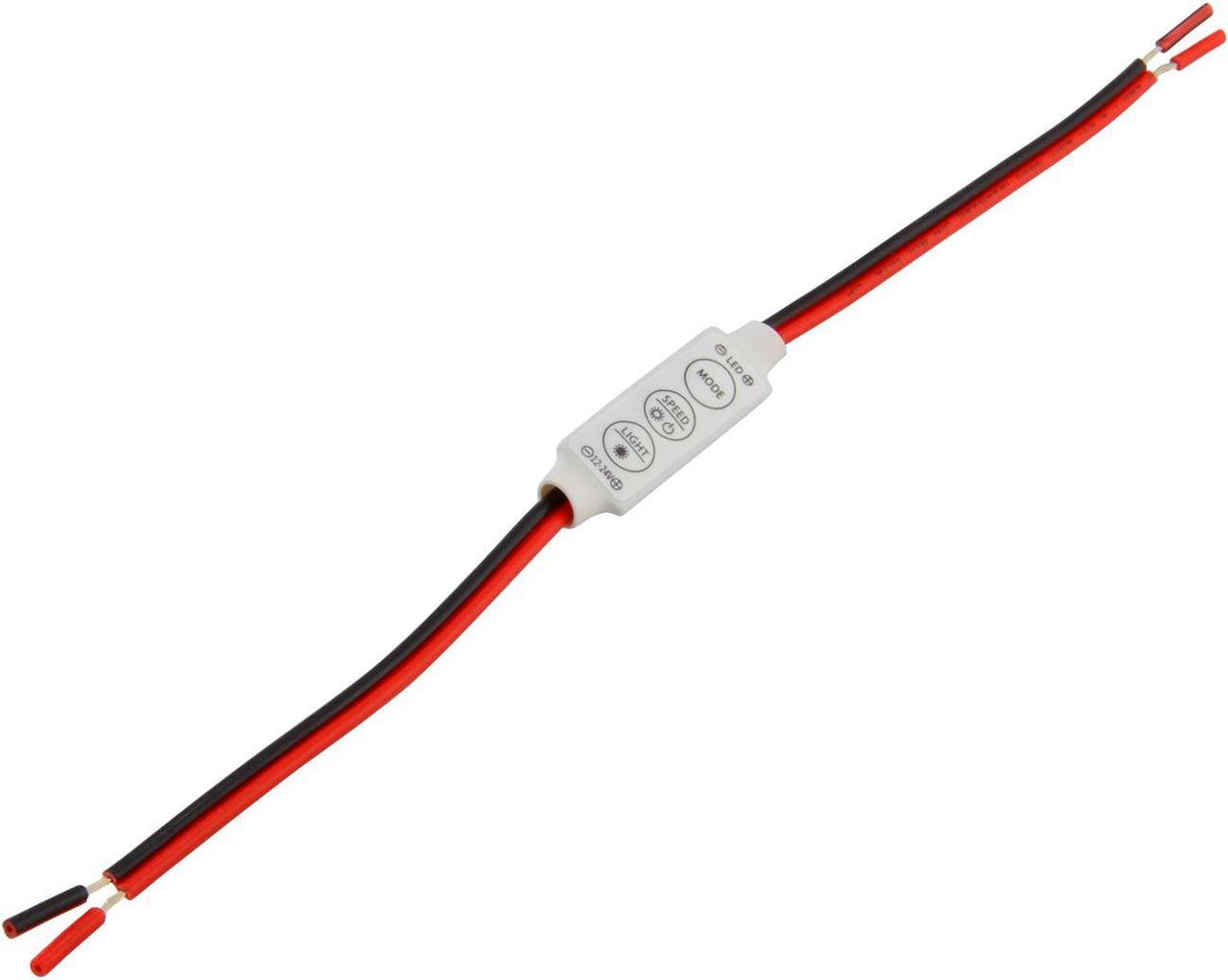 Main image of Low-profile Inline Controller Dimmer Switch for LED Strip Light, Bare Wire