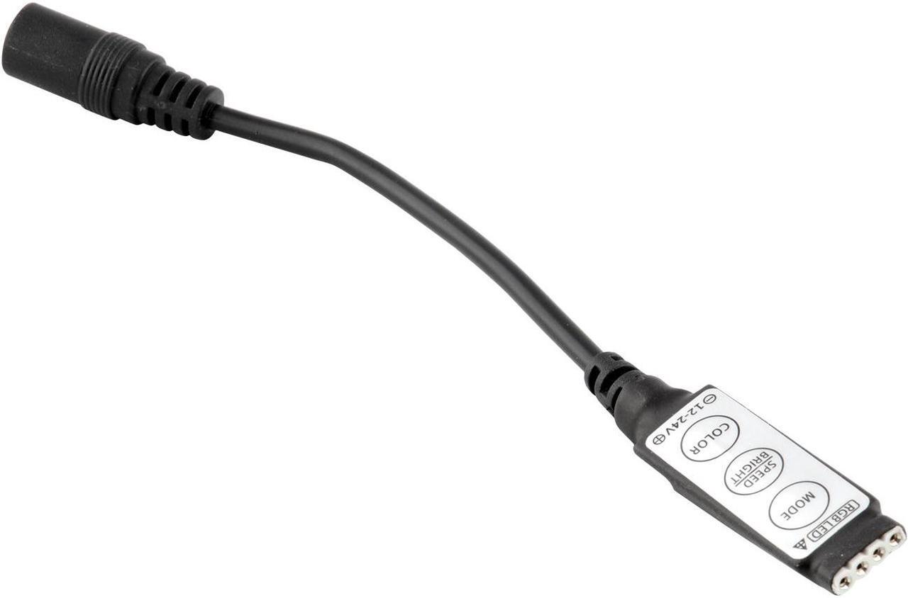 Main image of Low-profile Inline Controller for RGB LED Strip Light, Black 5 Pack