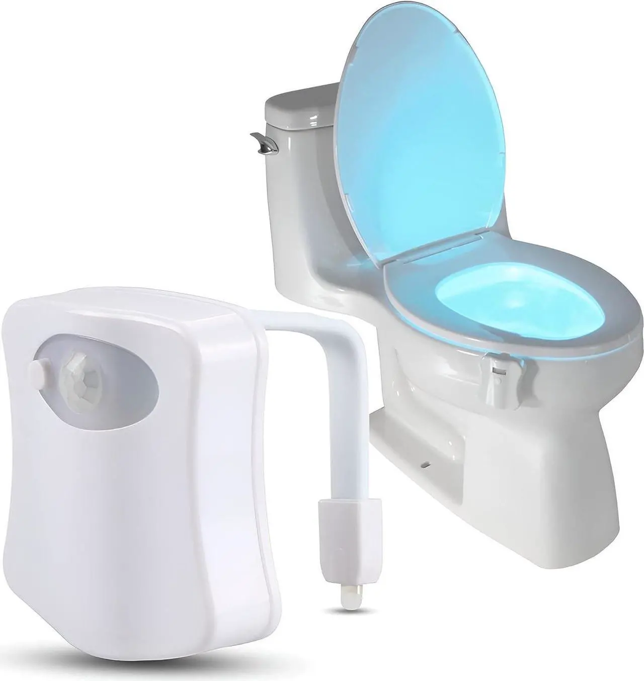 Motion Sensor Toilet Bowl Night Light – 8 Color-Changing LED, PIR Activated, Battery Powered