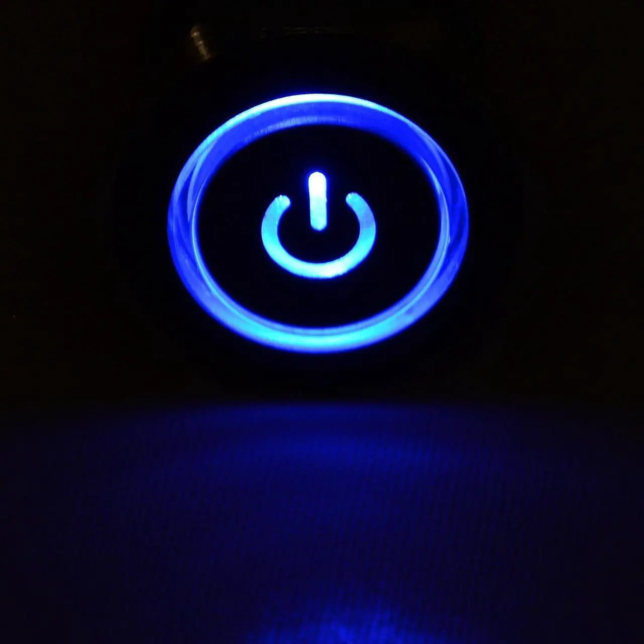 Alt view image 5 of 5 - JacobsParts Momentary Pushbutton Starter Switch Circular Metal Silver with Blue Power Symbol LED Suitable for 3/4" (19mm) Diameter Panel Cutout Hole