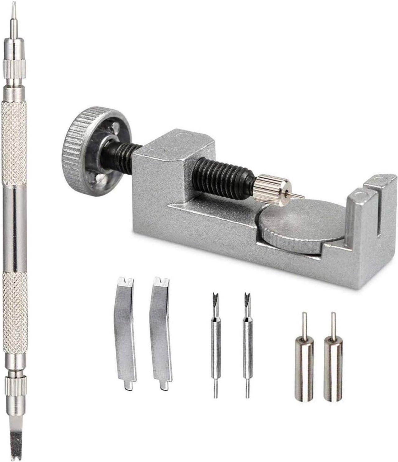 Main image of Watch Repair Tool Kit with Spring Bar Tool - to Adjust, Remove and Replace Watch Bands, Watch Straps and Watch Pins, Includes 6 Interchangeable Tips and 4 Extra Pins