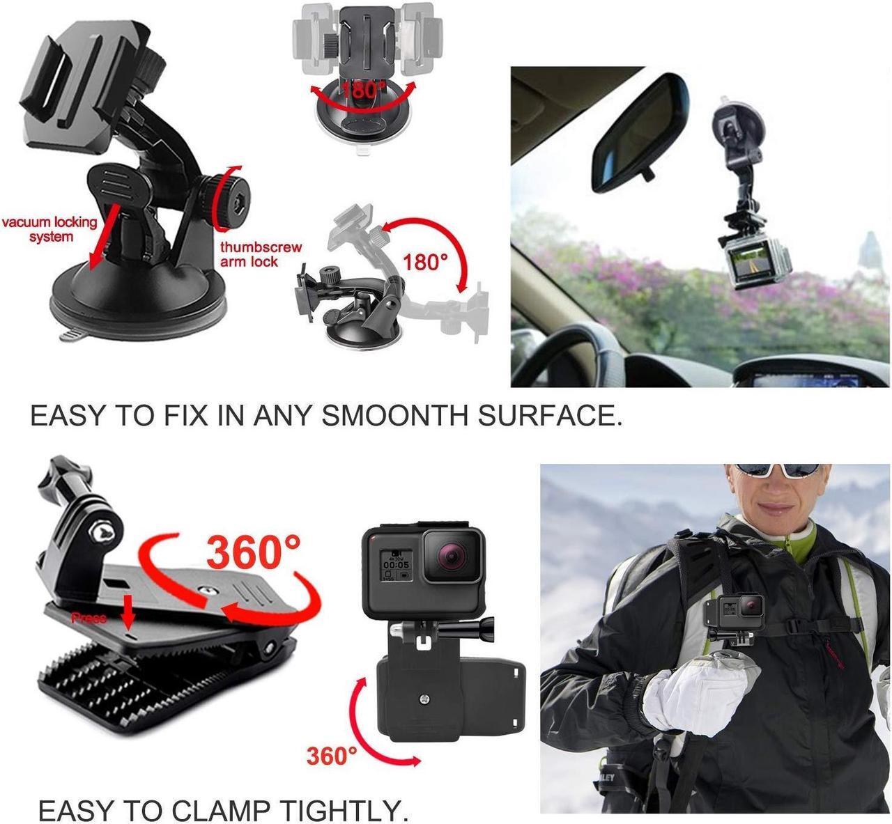 Alt view image 4 of 7 - 50 in 1 Action Camera Accessories Kit for Gopro Hero 9 8 7 6 5 Gopro Accessories