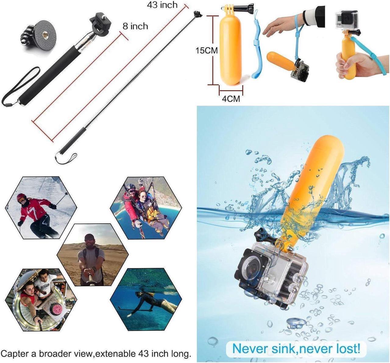 Alt view image 5 of 7 - 50 in 1 Action Camera Accessories Kit for Gopro Hero 9 8 7 6 5 Gopro Accessories