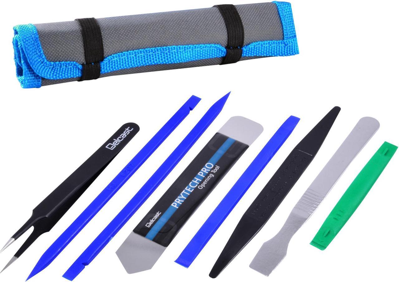 Main image of Delcast Professional Opening Pry Tool Repair Kit with Non-Abrasive Nylon Spudgers and Anti-Static Tweezers, 8 Piece Set