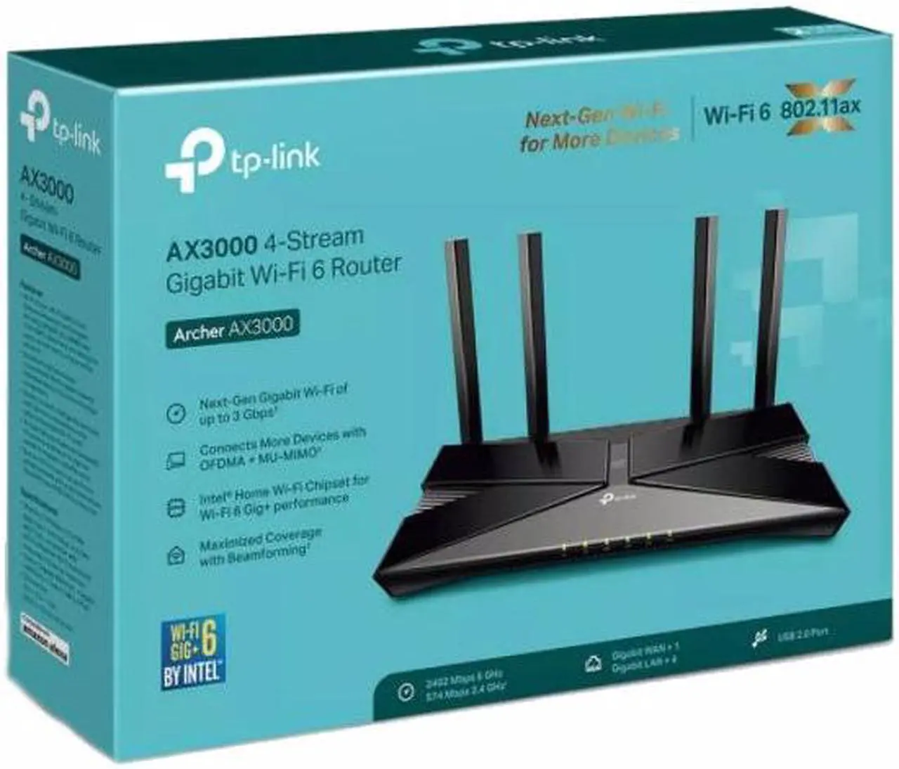 Main image of ARCHER AX3000 Dual Band Gigabit Wi-Fi 6 Router 5 Ports Dual-Band 2.4 GHz/5 GHz ARCHERAX3000