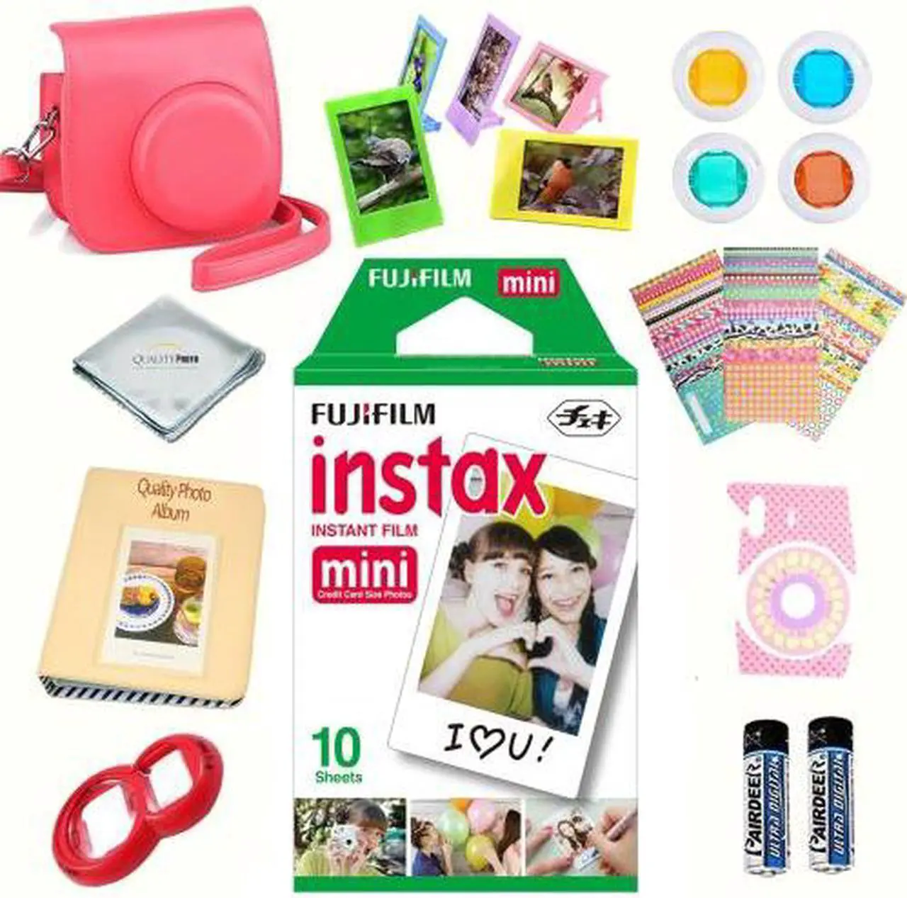 Alt view image 2 of 7 - Fujifilm instax mini 8 accessories KIT RASPBERRY includes - instant film 10 pack +  deluxe bundle for fujifilm instax mini 8 camera