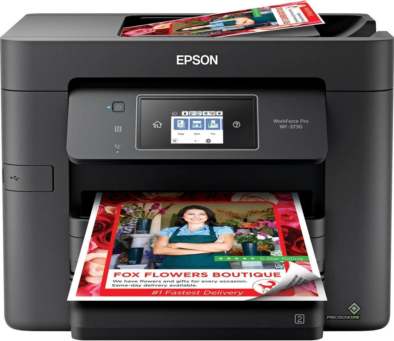 Main image of Epson WorkForce Pro WF-3730 Inkjet Multifunction Printer - Color - Copier/Fax/Printer/Scanner - 4800 x 2400 dpi Print - Automatic Duplex Print - 1200 dpi Optical Scan - 500 sheets Input - Fast Etherne