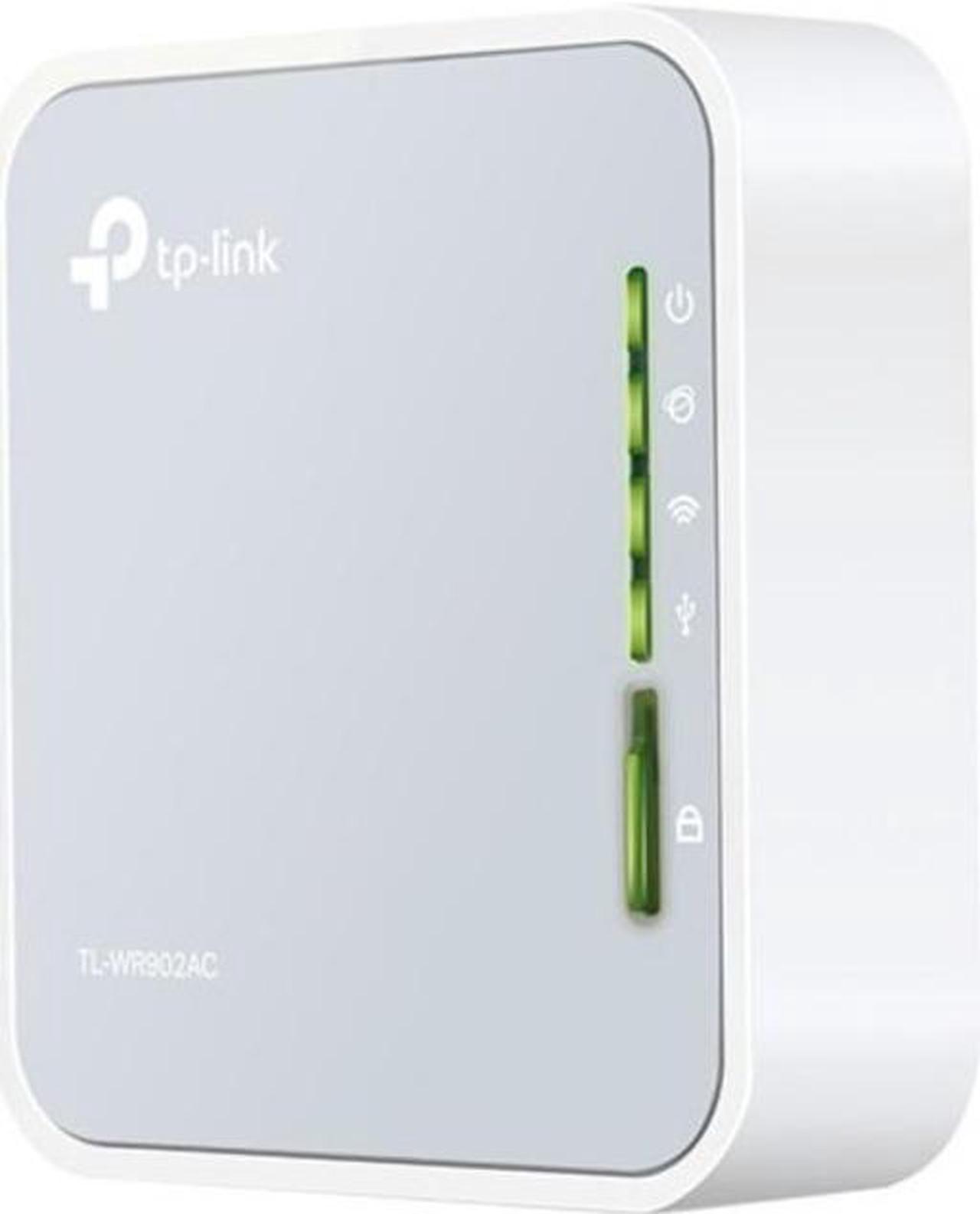 TP-LINK TL-WR902AC IEEE 802.11ac Ethernet Wireless Router - 2.40 GHz ISM Band - 5 GHz UNII Band - 750 Mbit/s Wireless Speed - 1 x Broadband Port - USB - Fast Ethernet - VPN Supported - Portable