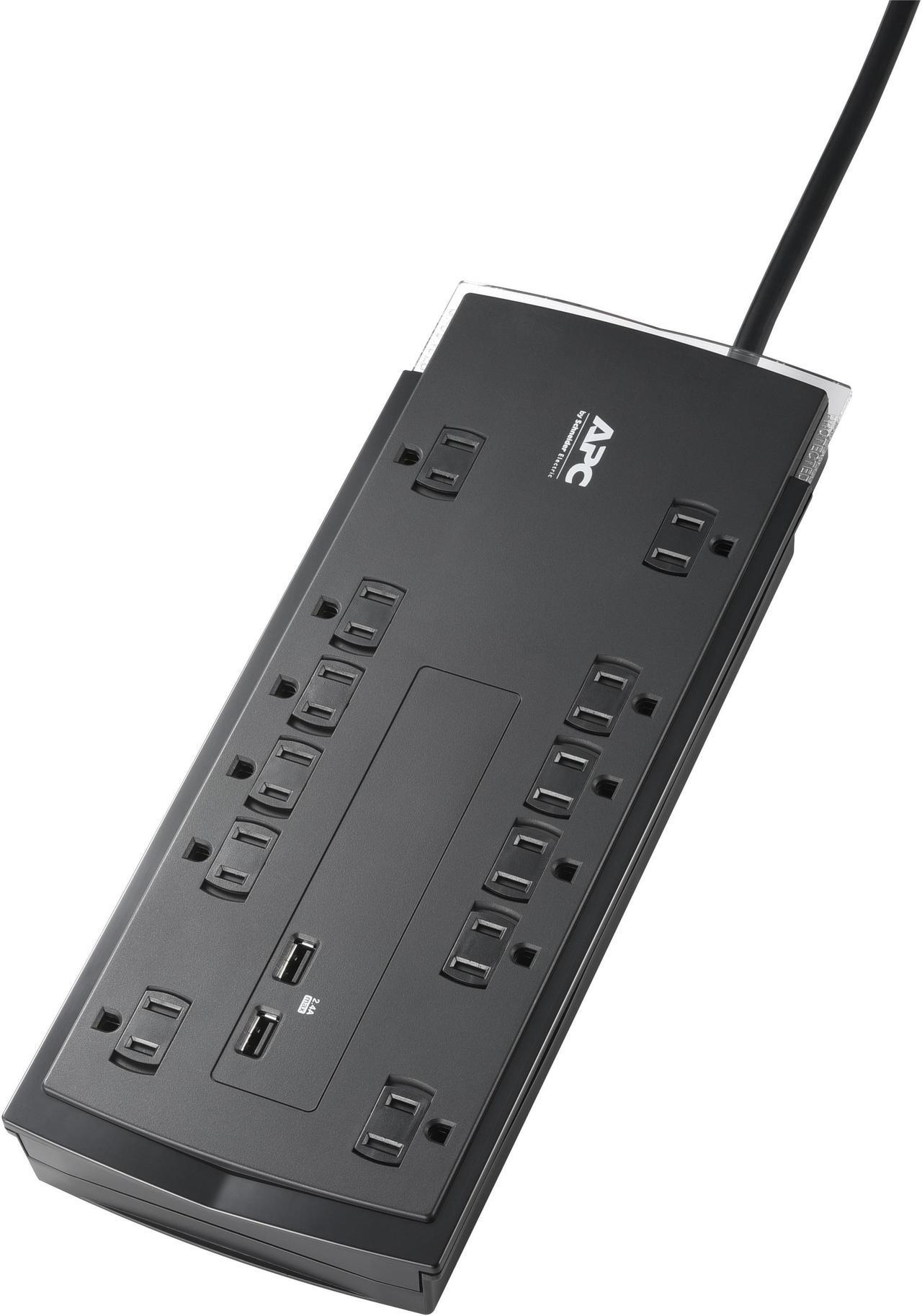 Alt view image 12 of 18 - APC UP P12U2 Performance SurgeArrest 120V 12 Outlet w 2x2.4A USB Charger RTL