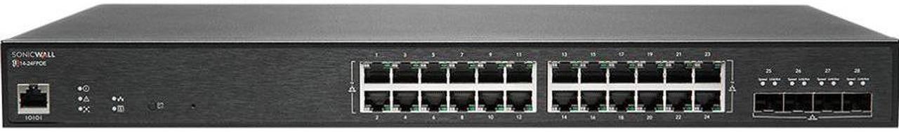 SonicWall 02-SSC-2468 SWS14-24FPOE Switch - 28 Ports - Manageable - 2 Layer Supported - Modular - 410 W PoE Budget - Optical Fiber, Twisted Pair - PoE Ports - 1U High - Rack-mountable