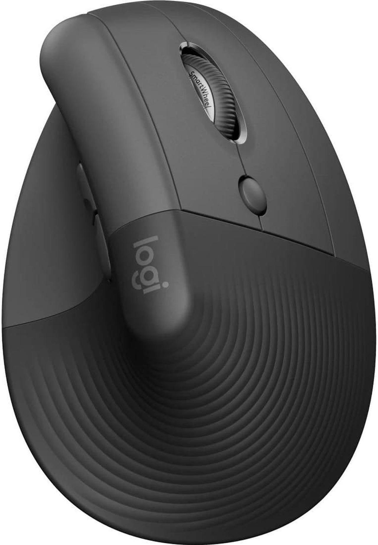 Logitech Lift Vertical Ergonomic Mouse, Wireless, Bluetooth or Logi Bolt USB receiver, Quiet clicks, 4 buttons, compatible with Windows/macOS/iPadOS, Laptop, PC - Graphite